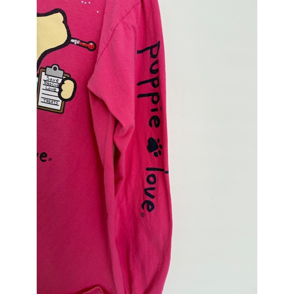 Puppie Love Save Rescue‎ Long Sleeve Pink T Shirt Medium Vet Health Bejeweled - Picture 6 of 15